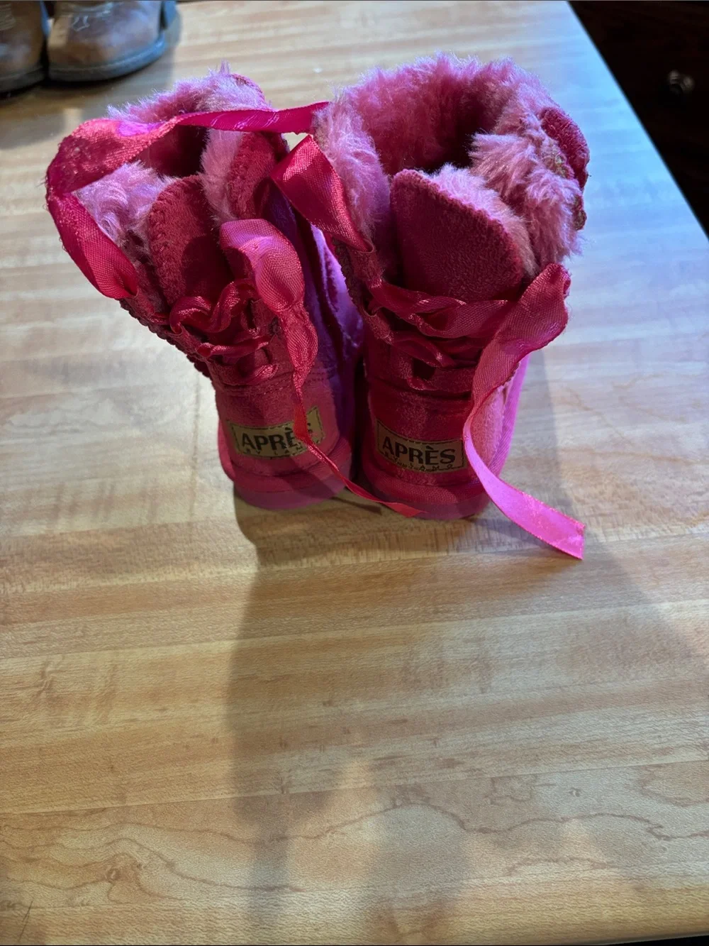 Kids Pink Fuzzy Winter Boots